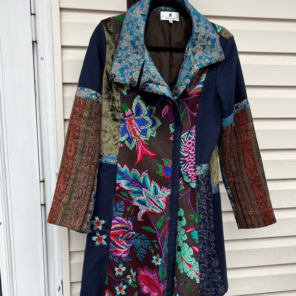Ritu Kumar Jackets & Blazers - Ritu Kumar Multicolor Patchwork Embroidered Trench Boho Coat Jacket-4